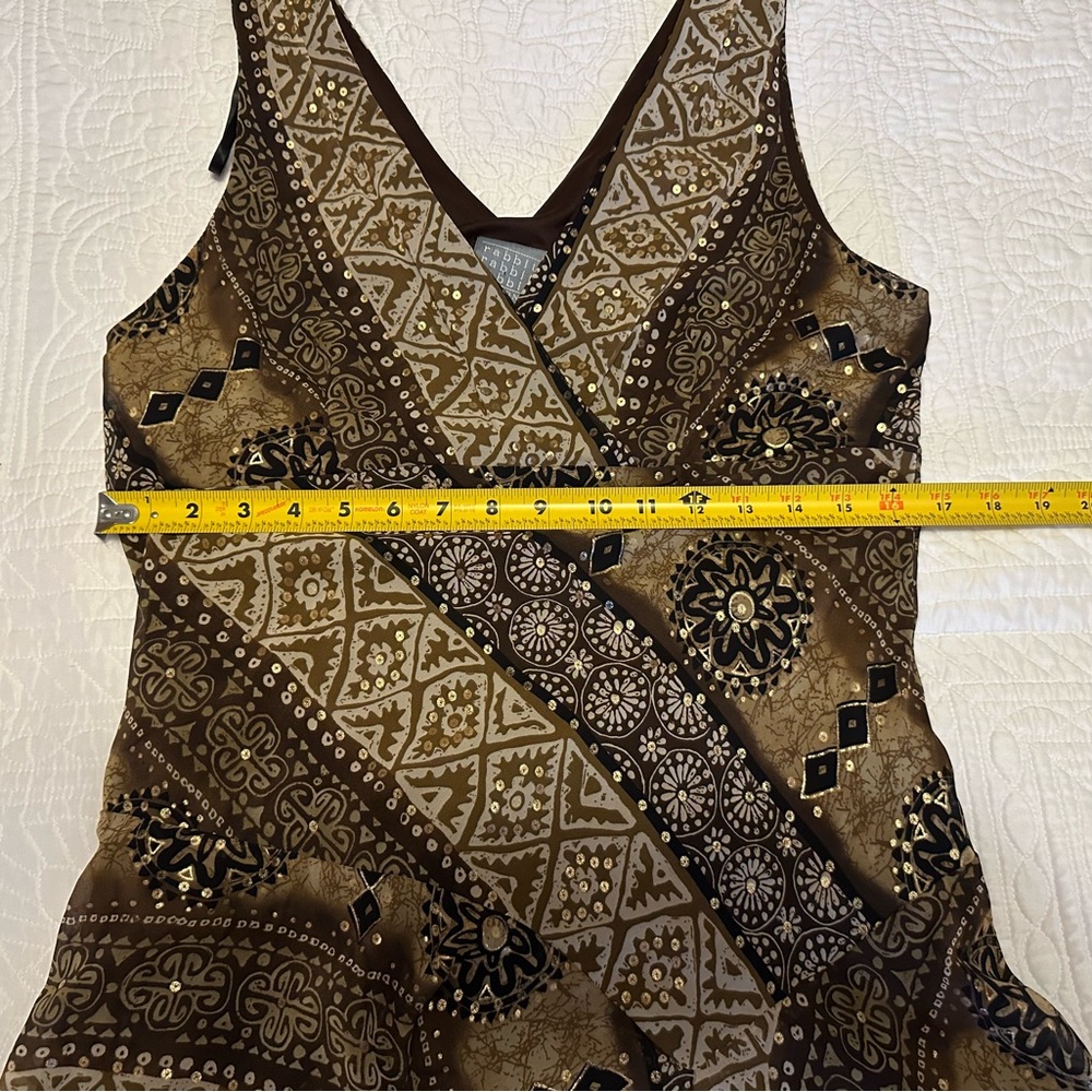 Rabbit Rabbit Rabbit Brown Patterned Wrap Maxi Dr… - image 5